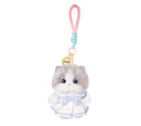 Chongker Plush Keychain for Backpack-Silver Gray Cat