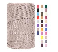 ChongKuan Rope Yarn 3 mm x 225 m for Crocheting Macrame Bags Cotton Cord Polyester Bakers Yarn Cotton Cord Macrame Cord Cotton Thread Braided Textile Yarn Baskets Easy Yarn (Pack of 2.2)