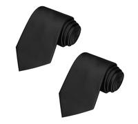 chongning 2 Pack Mens Classic Neckties, 8cm Formal Ties, Solid Color Satin Neck Tie for Business, Wedding, Work & Interview, Wrinkle-Resistant, Black