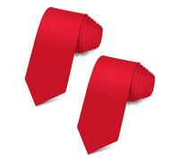 chongning 2 Pack Mens Classic Neckties, 8cm Formal Ties, Solid Color Satin Neck Tie for Business, Wedding, Work & Interview, Wrinkle-Resistant, Red