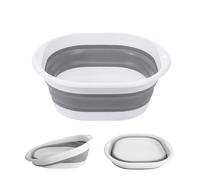 chongning Collapsible Washing Up Bowl, Portable Wash Basin, Grey Medium 5L | Silicone Plastic Basket Multipurpose Indoor Outdoor Travel Basin Camping Sink, Space Saving Folding Washtub