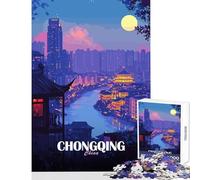 Chongqing China Cityscape at Night 1000 Piece Jigsaws for Teenagers Boost Memory Retention Effectively Calming Relaxing Leisure Game (50x75cm)