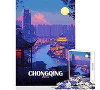 Chongqing China Cityscape at Night Teenager Jigsaw Puzzles 1000 Pieces Enhance Mindful Thinking And Focus Relaxing Stress Relief Game (38x26cm)