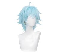Chongyun Cosplay Wig Genshin Impact Blue Heat Resistant Synthetic Hair Chong Yun Cosplay Wigs + Wig Cap