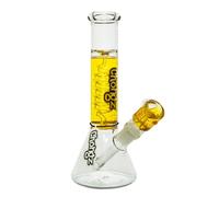 Chongz 25cm 3mm "Daft" Liquid Filled Waterpipe bong. Gold accent Chongz Logo, 14mm liquid filled bowl, 18.8mm diffusor stem, and glass cooling spiral, refrigerate for cooling effect. (Yellow)
