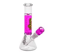 Chongz 25cm 3mm "Daft" Liquid Filled Waterpipe bong. Gold accent Chongz Logo, 14mm liquid filled bowl, 18.8mm diffusor stem, and glass cooling spiral, refrigerate for cooling effect. (Pink)