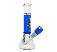 Chongz 25cm 3mm "Daft" Liquid Filled Waterpipe bong. Gold accent Chongz Logo, 14mm liquid filled bowl, 18.8mm diffusor stem, and glass cooling spiral, refrigerate for cooling effect. (Blue)