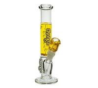 Chongz 25cm 4mm "Banana" Liquid Filled Waterpipe bong. Gold accent Chongz Logo, 14mm liquid filled bowl, 18.8mm diffusor stem, and glass cooling spiral, refrigerate for cooling effect. (Yellow)