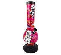 CHONGZ 30cm "Dalliance" Acrylic Ice Twist Bouncer Bong | Metal Bowl and Down Pipe | Rubber Base | Carb Hole (CHO43) (Pink)