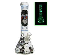 Chongz 33cm Glass Bong Glow In Dark Monkeee Maan, 7mm Thick with Ice Pinch (Blue)