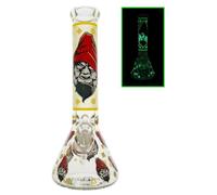 Chongz 33cm Glass Bong Glow In Dark Monkeee Maan, 7mm Thick with Ice Pinch (Yellow)