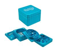 Chongz 44mm Celebrity Squares 4 Part Aluminium Herb Grinder - Premium Square Design with Magnetic Closure & Catcher (Blue)