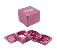 Chongz 44mm Celebrity Squares 4 Part Aluminium Herb Grinder - Premium Square Design with Magnetic Closure & Catcher (Pink)