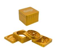 Chongz 44mm Celebrity Squares 4 Part Aluminium Herb Grinder - Premium Square Design with Magnetic Closure & Catcher (Gold)