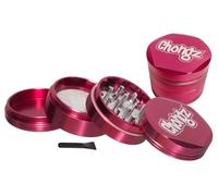 Chongz 54mm Sharp Shark Magnetic bi-Metallic 4 Part Hex Grinder Colour co-ordinated Aluminium Chassis, with Milled Steel Grinding Surface and Sieve, Scraper Tool 26 Diamond Shaped Teeth (Pink)