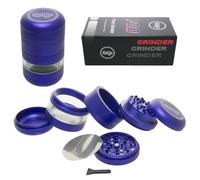 Chongz 55mm 7 Part POD Manual Spice Grinder Mill Premium Aluminum Crusher with Curved Design, See-Through Window, 2 Easy Change Grinding Screens, Choice of Two Grades of Grinding Surface (Purple)