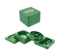 Chongz 58mm 4pt “Celebrity Squares” Aluminium Grinder Colour co-ordinated Aluminium Chassis, Grinding Surface and Sieve, Scraper Tool, Diamond Shaped Teeth (Green)