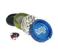 Chongz 62mm Bonanza Herb Grinder UK - 4 Part Metal Grinder with Ashtray Function | Premium Aluminium Herb Shredder | Blue Silver Green Design