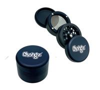 Chongz 62mm Premium Herb Grinder UK - 4 Part Metal Grinder with Ball Bearing System, Diamond Cut Teeth, Magnetic Lid, Catcher - Easy Grinder for Tobacco Herbs (Matte Black)