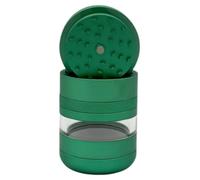 Chongz 7 Part Grinder, 55mm Pod, Premium Grade Quality Aluminium, Screen Chamber, Stainless Mesh, Glass Jar Body for Tobacco Spice Herbs (Green)
