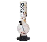 Chongz Acrylic 30cm "Stop Starting" Bubble Ice Twist Bong in Red or Blue accents (Red accents)