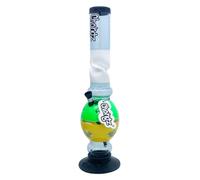 Chongz Acrylic 40cm “Flat Earth” Ice Twist Bubble Bong Waterpipe, Accent Colours Will be Varied & Unique, Choose Your Main Body Colour (Light Blue)