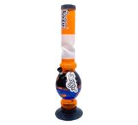 Chongz Acrylic 40cm “Flat Earth” Ice Twist Bubble Bong Waterpipe, Accent Colours Will be Varied & Unique, Choose Your Main Body Colour (Orange)