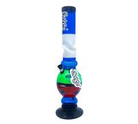 Chongz Acrylic 40cm “Flat Earth” Ice Twist Bubble Bong Waterpipe, Accent Colours Will be Varied & Unique, Choose Your Main Body Colour (Blue)