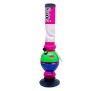 Chongz Acrylic 40cm “Flat Earth” Ice Twist Bubble Bong Waterpipe, Accent Colours Will be Varied & Unique, Choose Your Main Body Colour (Pink)
