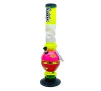 Chongz Acrylic 40cm “Flat Earth” Ice Twist Bubble Bong Waterpipe, Accent Colours Will be Varied & Unique, Choose Your Main Body Colour (Lime)