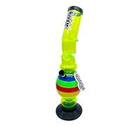 Chongz Acrylic 40cm "Lean On Me" Ice Twist Waterpipe Bong, heavy duty rubber base with Chongz brand logo, Stands approximately 40cm tall (Lime)