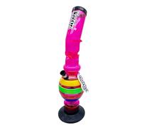 Chongz Acrylic 40cm "Lean On Me" Ice Twist Waterpipe Bong, heavy duty rubber base with Chongz brand logo, Stands approximately 40cm tall (Pink)