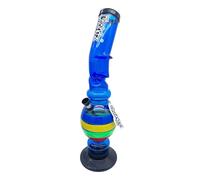 Chongz Acrylic 40cm "Lean On Me" Ice Twist Waterpipe Bong, heavy duty rubber base with Chongz brand logo, Stands approximately 40cm tall (Blue)