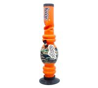 Chongz Acrylic 40cm "Non Spender" Ice Twist Waterpipe Bong, heavy duty rubber base with Chongz brand logo, Stands approximately 40cm tall (Orange)