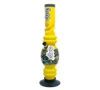 Chongz Acrylic 40cm "Non Spender" Ice Twist Waterpipe Bong, heavy duty rubber base with Chongz brand logo, Stands approximately 40cm tall (Yellow)