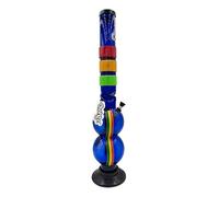 Chongz Acrylic 50cm Double D Ice Pinch Bong - Premium Plastic Water Pipe with Dual Bubble Base & Ice Catcher for Smooth Hits (Blue)