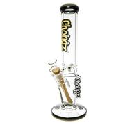 Chongz Bob 35cm Glass Bong - 9mm Thick Borosilicate Straight Tube Water Pipe with Ice Pinch, Diffused Downstem & Milky Accents - Premium Smoking Accessories (Orange)