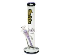 Chongz Bob 35cm Glass Bong - 9mm Thick Borosilicate Straight Tube Water Pipe with Ice Pinch, Diffused Downstem & Milky Accents - Premium Smoking Accessories (Purple)
