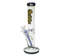 Chongz Bob 35cm Glass Bong - 9mm Thick Borosilicate Straight Tube Water Pipe with Ice Pinch, Diffused Downstem & Milky Accents - Premium Smoking Accessories (Blue)