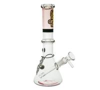Chongz Dee Lite 23cm Glass Bong - Beaker Base Water Pipe with Coloured Accents | Thick Glass Smoking Accessories | Fixed Downstem | Pink Blue Green | UK Brand (Pink)