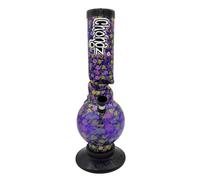 CHONGZ Floral Nigel Acrylic Bong Plastic Waterpipe Pipe, with Ice Pinch 30cm (Purple)