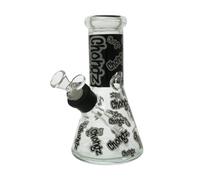 Chongz Glass 20cm Glow Series waterpipe bongs. Heat applied permanent Chongz Brand Glow in the Dark logo. Manufactured from 7 mm thick borosilicate glass. (Black)