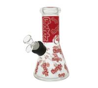 Chongz Glass 20cm Glow Series waterpipe bongs. Heat applied permanent Chongz Brand Glow in the Dark logo. Manufactured from 7 mm thick borosilicate glass. (Red)