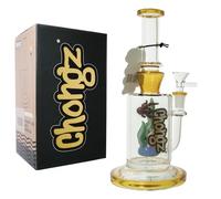 Chongz Glass 23.5cm 5mm "Duncan Thickett" Percolator waterpipe bong, made from 5mm Borosilicate glass, handblown, stands approximately 23.5 cm tall (Yellow)