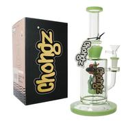 Chongz Glass 23.5cm 5mm "Duncan Thickett" Percolator waterpipe bong, made from 5mm Borosilicate glass, handblown, stands approximately 23.5 cm tall (Green)