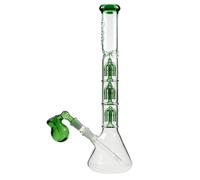 Chongz Glass 37cm 5mm 'Nasty' Triple Percolator waterpipe bong (Green accents)