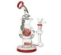 Chongz Glass Big Balls Double Percolator Bong 24cm - Premium Borosilicate Glass Bong with Twin Filtration Balls - Complete with Bowl Piece (Red)
