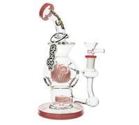 Chongz Glass Big Balls Double Percolator Bong 24cm - Premium Borosilicate Glass Bong with Twin Filtration Balls - Complete with Bowl Piece (Pink)