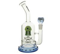 CHONGZ Glass Bong Clown Foot Glass Bong Waterpipe with Jelly Fish Feature & Percolator - 27cm - Light Blue