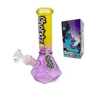 Chongz Glass Bong Mini Gemstone Bong 20cm - Premium Borosilicate Glass Water Pipe with Compact Portable Design & Ice Spike (Yellow/Purple)